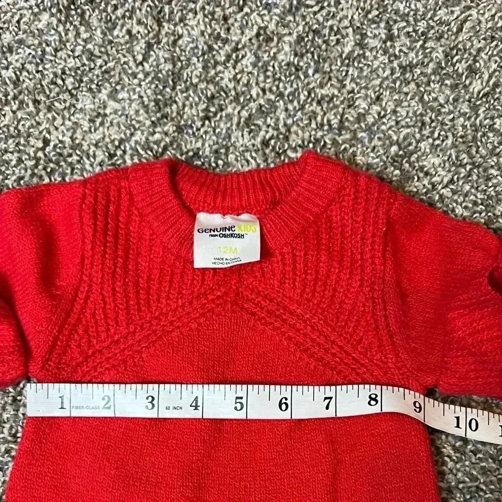 OSHKOSH DRESS RED SWEATER 3/4 SLEEVE RUFFLES‎ STRETCH SOFT SIZE 12 MONTHS NWT
